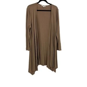 Simply Noelle Mid Length Cardigan Embellished Waterfall Open Front Women L XL